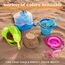 JOYIN 3 Pcs Faltbarer Eimer mit Schaufeln und Netztasche, Mehrzweckeimer für Strand, Campingausrüstung, Strandparty, Angeln und lustige Sommeraktivitäten, 3 Packungen (blau/rosa/grün)