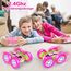 MidiVix Ferngesteuertes Auto, 2.4Ghz Doppelseitig 360° drehbarer RC Crawler mit Scheinwerfern Radlichtern, 4WD Off Road Drift RC Auto Spielzeug Geschenke für Mädchen Jungen 6-12 GrünPink