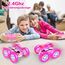 MidiVix Ferngesteuertes Auto, 2.4Ghz Doppelseitig 360° drehbarer RC Crawler mit Scheinwerfern Radlichtern, 4WD Off Road Drift RC Auto Spielzeug Geschenke für Mädchen Jungen 6-12 Rosa Lila