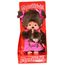 Sekiguchi 236200 - Original Monchhichi Mutter mit Baby, Plüschfigur mit pinkem Kleid und Schleife im Haar, ca. 20 cm großes Kuscheltier aus braunem Plüsch