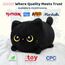 Mewaii Schwarze Katze Plüschkissen 20CM Weiches Kawaii Kuscheltier für Kinder,Niedliches Katze Plüschtier,Perfektes Kuschelkissen und Geschenk