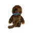 Sekiguchi 255040 - Original Monchhichi Junge, Plüschtier mit blauem Lätzchen und Zöpfen mit Schleifen, ca. 20 cm großes Kuscheltier aus braunem Plüsch, Braun