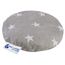 Medi Partners Kirschkernkissen Mikrowelle für Babys 180g rund 15cm Körnerkissen Wärmekissen 100% Baumwolle Öko Natur - Kirschkernkissen Wärme + Kältetherapie Massagetherapie (weiße Sterne mit grau)