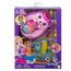 Polly Pocket 2-in-1 Reisespielzeug mit 2 Mikropuppen und 16 Accessoires, Igel-Handtaschen-Spielset, Haustierthema, JBJ91