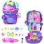 Polly Pocket Puppen und Spielset, Übernachtungsparty-Welpen-Schatulle, Spielzeug für unterwegs mit 1 kleinen Puppe, Hündchen, Zubehör für Mode und Essen, JCR38