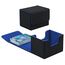 Tolesum Card Deck Box for MTG, Gathering Kartenbox für 100+ Karten, PU Leder Starkes Magnetic Sammelkarten Box Kompatibel Magic Commander TCG Karten (Horizontal-Schwarz und blau)