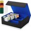 Tolesum Card Deck Box for MTG, Gathering Kartenbox für 1800+ Karten mit Trennwänden,PU Leder Starkes Magnetic Sammelkarten Aufbewahrungsbox Kompatibel Magic Commander TCG Karten-Schwarz und blau