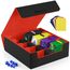 Mlikero Sammelkarten-Aufbewahrungsbox für 2400+ Karten, Magnetische Karten Deck-Box mit 10 Kartenteilern und 4 Schaumstoffstoppern, Leder Commander Deck-Box Fit für MTG, TCG (4 Reihen, Schwarz&Rot)