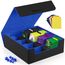 Mlikero Sammelkarten-Aufbewahrungsbox für 2400+ Karten, Magnetische Karten Deck-Box mit 10 Kartenteilern und 4 Schaumstoffstoppern, Leder Commander Deck-Box Fit für MTG, TCG (4 Reihen, Schwarz&Blau)