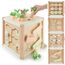 Bieco Motorikwürfel XXL aus Holz FSC® – Montessori Activity Cube ab 12 Monaten – Karotten-Steckspiel (Größen sortieren) & Kugelbahn – Zahlen/Motive, Memory, Schiebelabyrinth – Design Hase