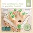Bieco Motorikwürfel XXL aus Holz FSC® – Montessori Activity Cube ab 12 Monaten – Karotten-Steckspiel (Größen sortieren) & Kugelbahn – Zahlen/Motive, Memory, Schiebelabyrinth – Design Hase