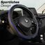 Upgrade4cars Lenkradbezug Blau Schwarz in Leder-Optik | Lenkradhülle Universal 37-38 cm für Sommer & Winter | Autozubehör Innenraum Geschenk-Ideen | Geschenke für Frauen und Männer