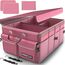 FORTEM Kofferraum Organizer, Kofferraumtasche, Zusammenklappbarer Auto Organizer Kofferraum mit Fächern, Rutschfester Boden, Verstellbare Sicherungsriemen, Klappbarer Deckel (Rosa)