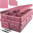 FORTEM Kofferraum Organizer, Kofferraumtasche, Zusammenklappbarer Auto Organizer Kofferraum mit Fächern, Rutschfester Boden, Verstellbare Sicherungsriemen, Klappbarer Deckel (Rosa)
