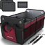 FORTEM Kofferraum Organizer, Kofferraumtasche, Zusammenklappbarer Auto Organizer Kofferraum mit Fächern, Rutschfester Boden, Verstellbare Sicherungsriemen, Klappbarer Deckel (Standard, Rot)