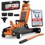 Wagenheber 2,5T extra flach – Hydraulischer Rangierwagenheber mit Transportkoffer, 3 Gummiauflagen & Adapter – Auto Wagenheber für PKW bis 2.500 kg (Orange)