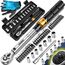MASKO® Drehmomentschlüssel 45-tlg. Set Auto, Fahrrad & Motorrad 1/4 Zoll 5-25Nm inkl. Handschuhe, Magnetische Zündkerzenhülse Stecknüsse mit Verlängerungsstange 100mm +/- 4% Toleranz Reifenschlüsse