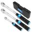 DISEN 3-tlg Drehmomentschlüssel Set, ±3% Fehlergenauigkeit, 1/2", 3/8", 1/4", Bidirektionaler Ratschenkopf für Auto Motorrad Fahrrad Mit Kalibrierzertifikat & Aufbewahrungskoffer
