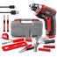 Hi-Spec 35-tlg Rotes Heimwerker-Werkzeugset mit wiederaufladbarem USB-Akkuschrauber, werkzeugkoffer klein, Gefüllt mit Akkubohrer, Bohrmaschine, Hammer und schraubendreher elektrisch.