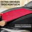 Ivality® Auto Trockentuch XXL 80x50 cm – 1800 GSM Ultra Saugstarke Mikrofasertücher für Autopflege und Motorrad, Fusselfreies, Lack-schonendes Twisted Towel Microfasertücher - Rot