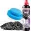 detailmate Handpolitur Auto Set - Menzerna Medium Cut Politur One-Step-Polish 3 in 1, 250ml + Made in Germany Polierschwamm Ø130mm + ultraflausch Mikrofaser Poliertuch 550GSM + 1 Schutzhandschuh