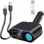 OHLPRO 5 in1 Zigarettenanzünder USB C Einziehbares Auto Ladegerät, Handy Autoladegerät 100W 12V USB Adapter Auto Schnellladegerät KFZ Stecker Splitter Kompatibel mit Handy iPhone iPad Samsung, Schwarz