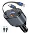 MAGJIEYX Einziehbares Auto Ladegerät, 4 in 1 Handy Autoladegerät Zigarettenanzünder mit 2 Typ-C-Kabel und USB-A/C-Anschluss,80W Schnellladegerät für iPhone16/15/14/13 Pro Max Plus,Galaxy, Autozubehör