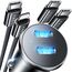 LISEN 90W Zigarettenanzünder USB C【Anti-Biegen Ladekabel C-C & C-Lightning Hafen】 Adapter 12v Dualer PD45W KFZ Ladegerät USB C Auto Adapterl für iPhone 16 14/15 Pro Max Google Pixel Galaxy S25/S24