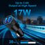 Zigarettenanzünder USB Ladegerät, 3.4A Auto Ladegerät 2-Port USB Kfz Ladeadapter für iPhone 17 Pro/16/15/14/13/12/11, Samsung Galaxy S26 Ultra/S25 FE/S24/S23/S22/S21/A17/A16/A56/A55/A36, Google Pixel