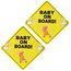 Cobee Baby an Bord Auto Warnschilder - 2 Stück 12,7 x 12,7 cm Sicherheits Autoschild Mit Doppelten Saugnäpfen - Wiederverwendbarer Aufkleber für Autofenster (Stil B)