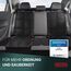 PROTEX© Kindersitzunterlage -ISOFIX-geeignet, Anti-RUTSCH-Unterfläche | Wasserabweisender & besonders hochwertiger 600D Stoff mit gepolsteter Sitzfläche (L, 2er Set), (Schwarz mit roten Nähten)