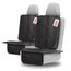 PROTEX© Kindersitzunterlage -ISOFIX-geeignet, Anti-RUTSCH-Unterfläche | Wasserabweisender & besonders hochwertiger 600D Stoff mit gepolsteter Sitzfläche (L, 2er Set), (Schwarz mit roten Nähten)