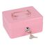 Geldkassette mit Schlüssel, tragbare Kasse mit Münzfach, kleine abschließbare Geldkassette für Haus, Büro und Veranstaltungen, 15 * 12 * 8cm(Rosa)