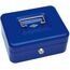 Wedo 145203X Geldkassette (aus pulverbeschichtetem Stahl, versenkbarer Griff, 5-Fächer-Münzeinsatz, Sicherheits-Zylinderschloss, 20 x 16 x 9 cm) blau