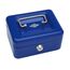 Wedo 145103X Geldkassette (aus pulverbeschichtetem Stahl, versenkbarer Griff, 4-Fächer-Münzeinsatz, Sicherheits-Zylinderschloss, 15,2 x 11,5 x 8,0 cm) blau