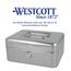 Westcott Geldkassette abschließbar (20 cm) Silber | Abschließbare Box aus Stahlblech mit 2 Schlüsseln | Herausnehmbare Einlage für Münzen mit 3 Fächern | E-51001 SILVER