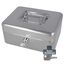 Westcott Geldkassette abschließbar (20 cm) Silber | Abschließbare Box aus Stahlblech mit 2 Schlüsseln | Herausnehmbare Einlage für Münzen mit 3 Fächern | E-51001 SILVER