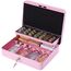 Geldkassette abschließbar mit Schlüssel,Geldkassette mit Münzzählbrett, Kleine tragbare Kasse für Haus, Büro und Veranstaltungen, 30 * 24 * 9cm Pink