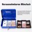 Geldkassette mit Schlüssel, tragbare Kasse mit Münzfach, kleine abschließbare Geldkassette für Haus, Büro und Veranstaltungen, 25 * 18 * 9cm(Blau)