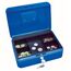 Wedo 145303X Geldkassette (aus pulverbeschichtetem Stahl, versenkbarer Griff, 5-Fächer-Münzeinsatz, Sicherheits-Zylinderschloss, 25 x 18 x 9 cm) blau