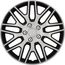 cartrend Radkappen Branch, 15 Zoll, für alle gängigen Stahlfelgen, aus Spezial-ABS-Qualitätskunststoff, schlagfest, zweischichtige Metallic-Lackierung, überlackierbar, schwarz-silber, 4 Stück