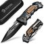 NedFoss DA75 Zweihandmesser, 10CM Taschenmesser mit Gurtschneider & Glasbrecher, Legales Klappmesser mit Liner Lock & Kugellager, Survival Messer Outdoor, Rettungsmesser mit Clip in Geschenk-Box