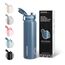 UZSPACE Edelstahl Trinkflasche 1l (970ml), Isolierte Thermosflasche mit 1-Klick-Öffnung, 100% Auslaufsicher, Sport Wasserflasche für Wandern Sport Fitness Gym Outdoor, Schieferblau