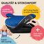 WALSER Premium Kinder Sitzerhöhung Auto, Qualitätssieger Sehr Gut* Kindersitz Auto 125-150 cm, Kindersitzerhöhung Auto Andy neueste Norm 2024 ECE R 129, Sitzerhöhung Auto Kinder schmal schwarz/blau