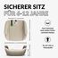 OWEN Sitzerhöhung Auto mit ISOFIX | Kindersitz mit Memory-Schaum & Wechselbezug | Für 15–36 kg (6–12 Jahre) | ECE R129 geprüft | ergonomisch & leicht | Bezug waschbar – beige