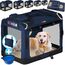 CADOCA® Hundebox XXL 90x60x66cm faltbar atmungsaktiv robust Hundetransportbox Transporttasche Haustiertransportbox Hundetragetasche Navy Blau