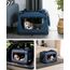 lionto Hundetransportbox faltbar für Reise & Auto, 70x52x50 cm, stabile Transportbox mit Tragegriffen & Decke für Katzen & Hunde bis 15 kg, robuste Hundebox aus Stoff für klein & groß, dunkelblau