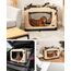 lionto Hundetransportbox faltbar für Reise & Auto, 82x58x58 cm, stabile Transportbox mit Tragegriffen & Decke für Katzen & Hunde bis 18 kg, robuste Hundebox aus Stoff für klein & groß, beige
