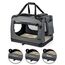 lionto Hundetransportbox faltbar für Reise & Auto, 70x52x50 cm, stabile Transportbox mit Tragegriffen & Decke für Katzen & Hunde bis 15 kg, Hundebox aus Stoff für klein & groß, grau (Namensaufdruck)