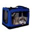 lionto Hundetransportbox faltbar für Reise & Auto, 90x61x65 cm, stabile Transportbox mit Tragegriffen & Decke für Katzen & Hunde bis 22 kg, robuste Hundebox aus Stoff für klein & groß, dunkelblau